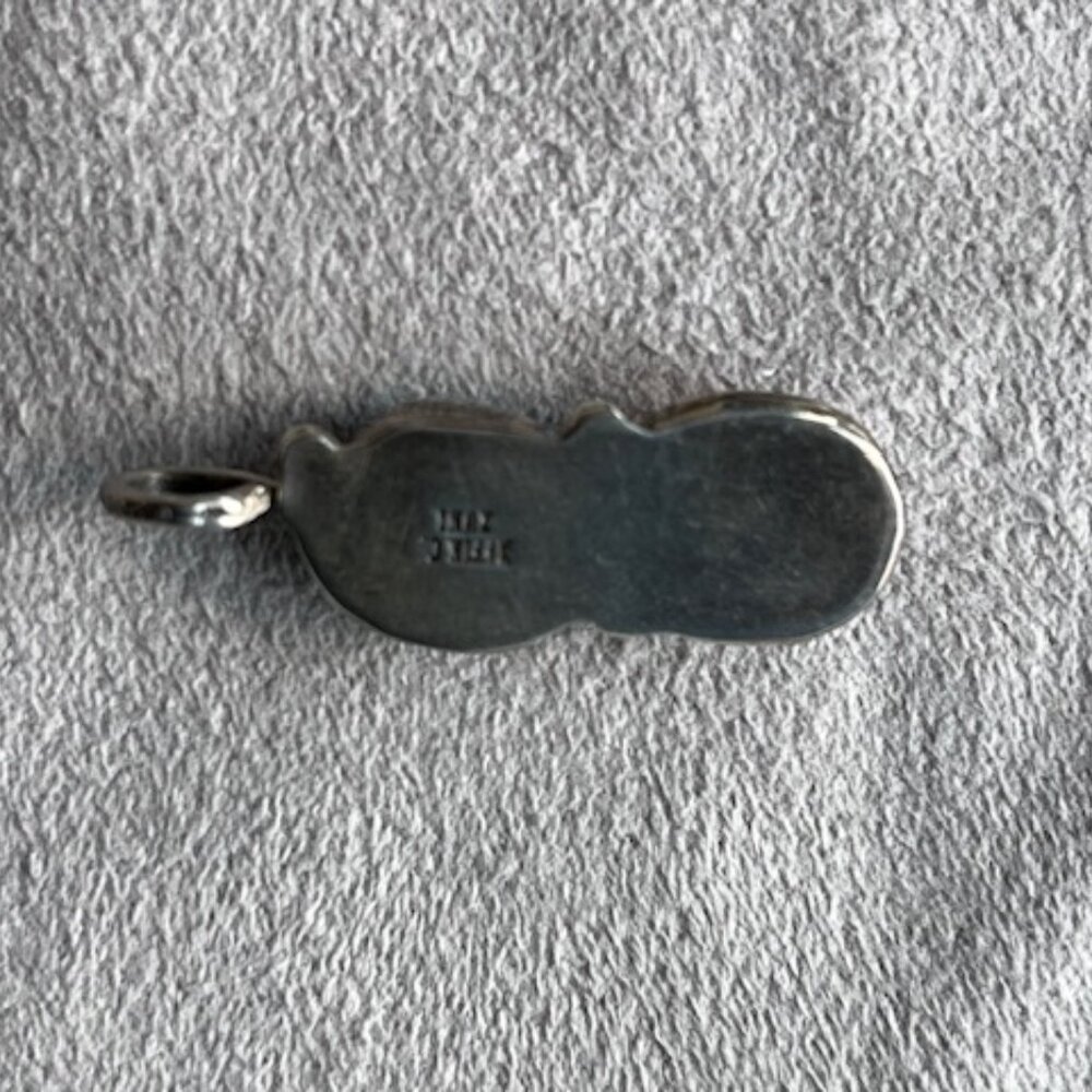 Effie Calavaza Turquoise and Coral Zuni Snake Pendant - Picture 7 of 7